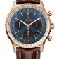 Breitling Navitimer Rose Gold 43 MM - Brown Leather Strap  - Blue  Dial - RB0121211C1P2