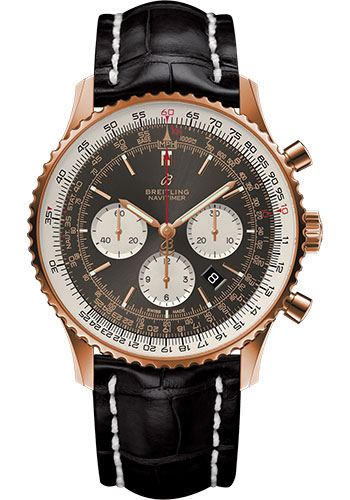 Breitling Navitimer Rose Gold 46 MM - Black Leather Strap  - Anthracite Dial - RB0127121F1P1