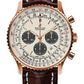 Breitling Navitimer Rose Gold 46 MM - Brown Leather Strap  - Silver Dial - RB0127121G1P1