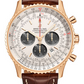 Breitling Navitimer Rose Gold 46 MM - Brown Leather Strap  - Silver Dial - RB0127121G1P2