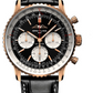 Breitling Navitimer Rose Gold 43 MM - Black Leather Strap  - Black  Dial - RB0138211B1P1