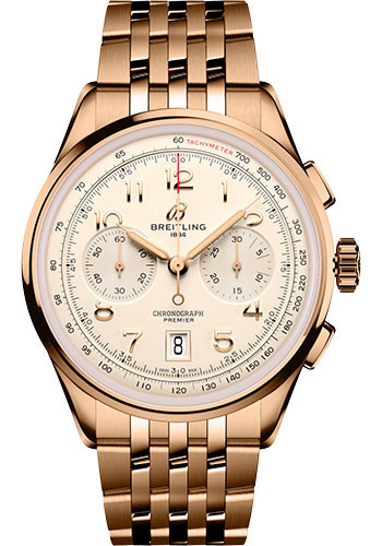 Breitling Premier Rose Gold 42 MM - Rose Gold Bracelet - Cream Dial - RB0145371G1R1