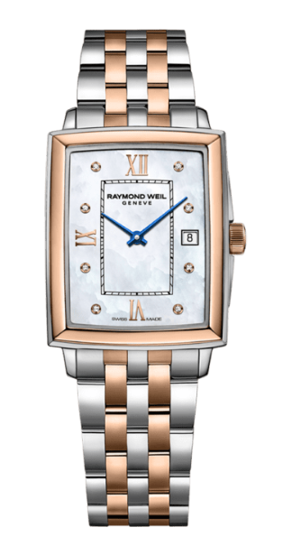 Raymond Weil Toccata Two Tone Stainless Steel and Rose Gold 22.6 x 28.1 MM - White Mother of Pearl Dial - 5925-SP5-00995