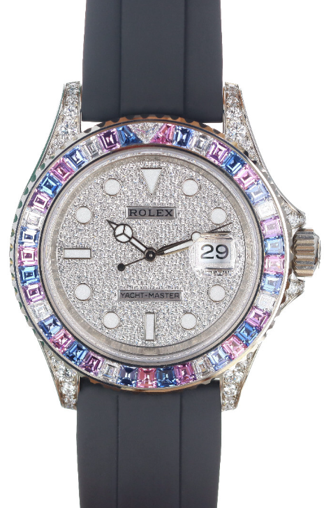 Rolex Aurora Borealis White Gold Yacht-Master Watch - 40 MM - Oysterflex Strap - Pave Dial - 126679SABR-0008