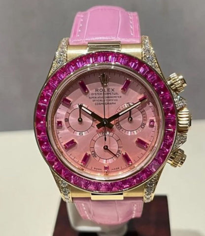 Rolex Cosmograph Daytona Barbie - Off-Catalog - 40 MM - Yellow Gold - Pink Dial - Diamond Bezel - 126538TRO