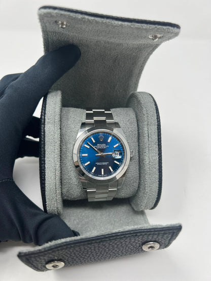 Rolex Stainless Steel Datejust 41 Date Watch - 41 MM - Oyster Bracelet - Smooth Bezel - Blue Dial - 126300-0001
