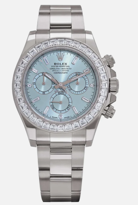Rolex Platinum Daytona Watch - 40 MM - Oyster Bracelet - Ice Blue Diamond Dial - Diamond Bezel - 126576TBR