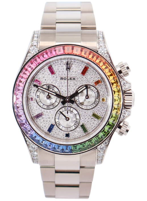 Rolex Rainbow White Gold Daytona Watch - 40 MM - Oyster Bracelet - Rainbow Pavé Dial - 116599RBOW PDD