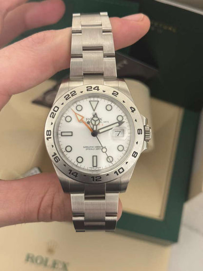 Rolex Stainless Steel Explorer II Watch - 42 MM - Oyster Bracelet - White Dial - 216570-0001