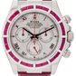 Rolex White Gold Daytona Watch - 40 MM - Meteorite Roman Dial - Ruby Leather Bracelet - Ruby Baguette Bezel - 116589SALV m