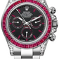 Rolex White Gold Daytona Watch  - 40 MM - White Gold Gold Bracelet - Black Dial - Ruby Bezel - 126599TRU