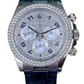 Rolex White Gold Daytona Watch - Off-Catalog - 40 MM - Paved Diamond Dial - Blue Leather Strap - Diamond Bezel - 116589RBR PDD