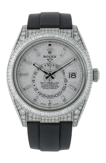 Rolex White Gold Sky Dweller Watch - 42 MM - Oysterflex Strap - Diamond Bezel - Meteorite Diamond Dial - 336259TBR