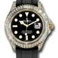 Rolex Yellow Gold Yacht-Master Watch - 42 MM - Oysterflex Strap - Black Dial - Diamond Bezel - 226668TBR bk