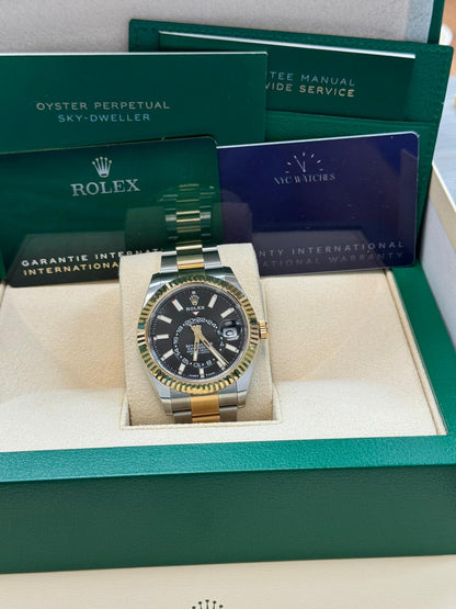 Rolex - Skydweller - 42 MM - Stainless Steel and Yellow Gold - Black Index Dial - Fluted Bezel - Oyster Bracelet - 336933-0003