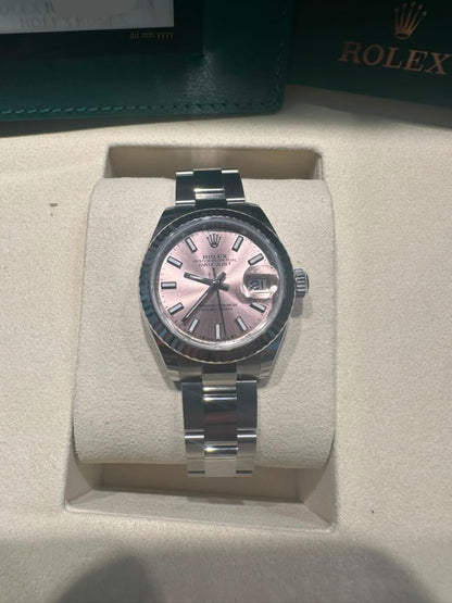 Rolex - Lady-Datejust - 28 MM - Oystersteel and White Gold - Pink Index Dial - Fluted Bezel - Oyster Bracelet - 279174-0002