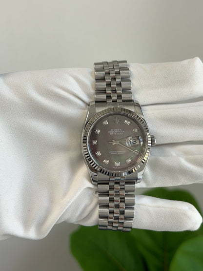 Rolex Datejust 36 MM Stainless Steel - Tahitian Mother of Pearl Dial - Jubilee Bracelet - 116234 tmopdj