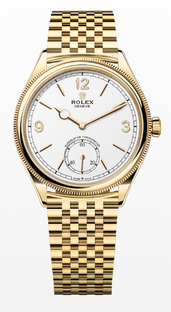 Rolex 1908 - 39MM - Yellow Gold - Domed and Flutel Bezel - White dial - Setimo Bracelet - 52508-0008
