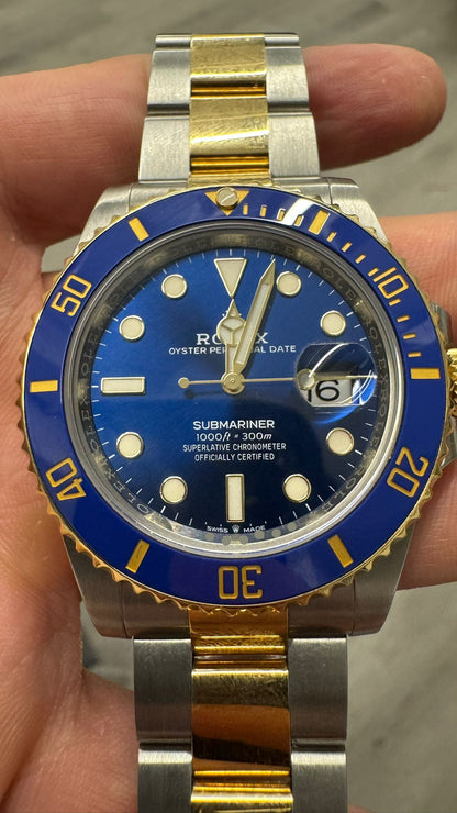 Rolex Blusey Oystersteel & Yellow Gold Submariner Watch 41MM - Oyster Bracelet - Blue Dial - 126613LB