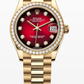 Rolex Datejust - 31 MM - Yellow Gold - Red Ombré Dial - Diamond Bezel - President Bracelet - 278288RBR-0041