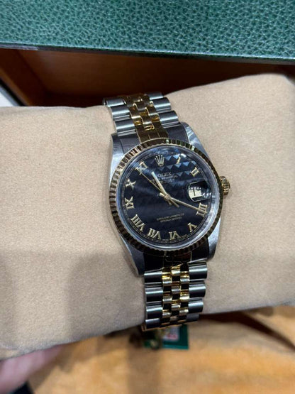 Rolex Datejust - 36 MM - Steel And Yellow Gold - Black Pyramid Dial - 16233 bkpr