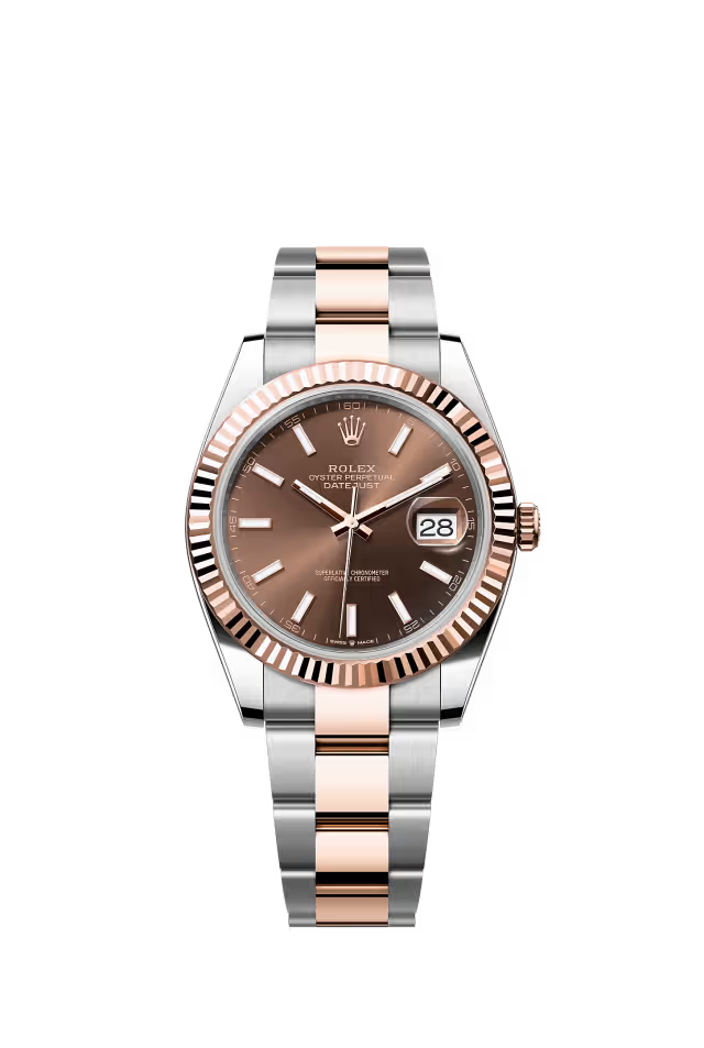 Rolex Datejust 36 Chocolate Dial - 36 MM - Oystersteel &amp; 18K Everose Gold - Fluted Bezel - Oyster Bracelet - 126231-0044
