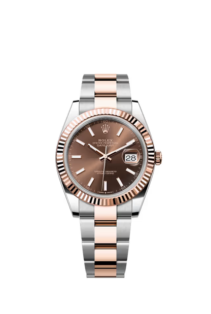 Rolex Datejust 36 Chocolate Dial - 36 MM - Oystersteel &amp; 18K Everose Gold - Fluted Bezel - Oyster Bracelet - 126231-0044