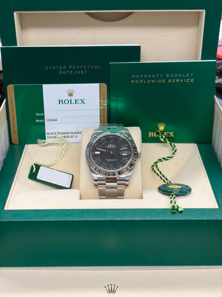 Rolex Datejust 41 MM Steel - Black Roman Dial - 116334-0002