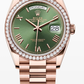 Rolex Day-Date - 36 MM - Rose Gold - Olive Green Dial - Diamond Bezel - President Bracelet - 128345RBR-0085