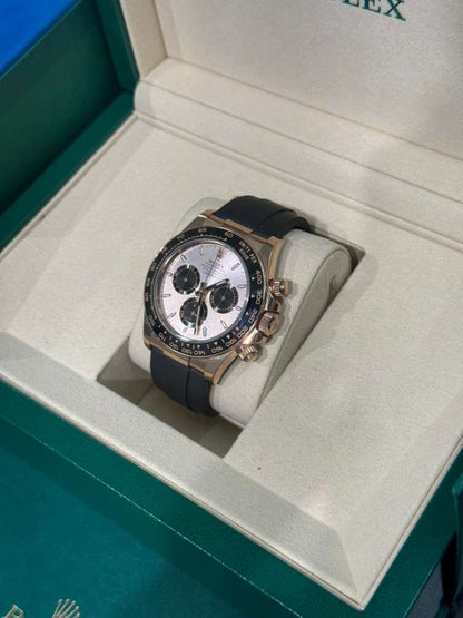Rolex Everose Gold Cosmograph Daytona Watch - 40 MM - Oysterflex Strap - Black Ceramic Bezel - Sundust And Black Index Dial - 126515LN-0006