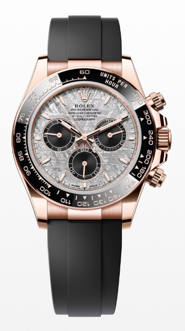 Rolex Everose Gold Cosmograph Daytona Watch - 40 MM - Oysterflex Strap - Black Cerachrom Bezel - Meteorite and Black Index Dial - 126515LN-0008