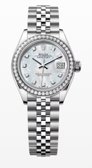 Rolex Lady-Datejust Stainless Steel and White Gold - 28 MM - Jubilee Bracelet - Diamond Bezel - Mother of Pearl Diamond Dial - 279384RBR-0011
