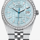 Rolex Land-Dweller - 36 MM - Stainless Steel and Platinum - Honeycomb Motif Ice Blue Dial - Diamond Bezel - Jubilee Bracelet - 127286TBR-0001