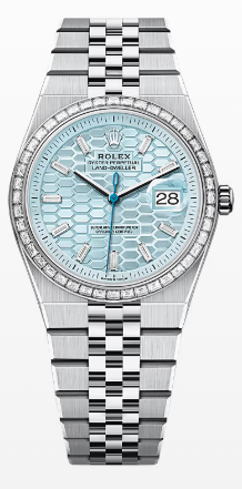 Rolex Land-Dweller - 36 MM - Stainless Steel and Platinum - Honeycomb Motif Ice Blue Dial - Diamond Bezel - Jubilee Bracelet - 127286TBR-0001