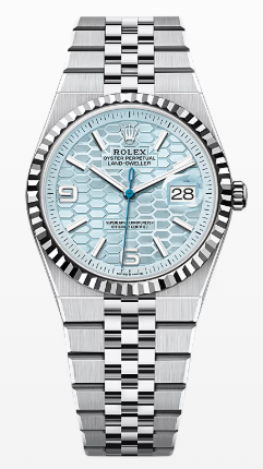 Rolex Land-Dweller - 36 MM - Stainless Steel and Platinum - Honeycomb Motif Ice Blue Dial - Fluted Bezel - Jubilee Bracelet - 127236-0001