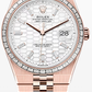 Rolex Land-Dweller - 40 MM - Rose Gold - Honeycomb Motif Intense White Dial - Diamond Bezel - Jubilee Bracelet - 127385TBR-0003
