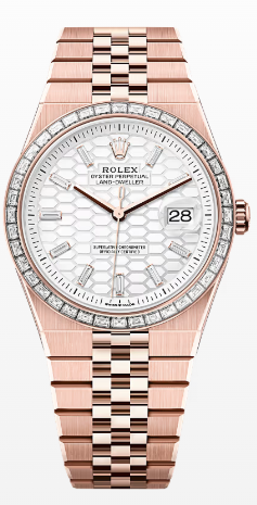 Rolex Land-Dweller - 40 MM - Rose Gold - Honeycomb Motif Intense White Dial - Diamond Bezel - Jubilee Bracelet - 127385TBR-0003