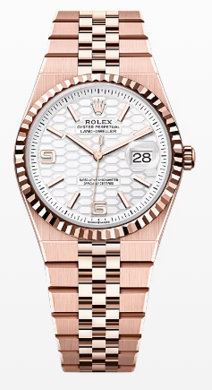 Rolex Land-Dweller - 40 MM - Rose Gold - Honeycomb Motif Intense White Dial - Fluted Bezel - Jubilee Bracelet - 127235-0001