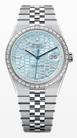 Rolex Land-Dweller - 40 MM - Stainless Steel and Platinum - Honeycomb Motif Ice Blue Dial - Diamond Bezel - Jubilee Bracelet - 127386TBR-0001