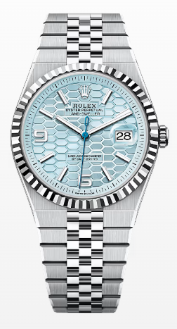 Rolex Land-Dweller - 40 MM - Stainless Steel and Platinum - Honeycomb Motif Ice Blue Dial - Fluted Bezel - Jubilee Bracelet - 127336-0001