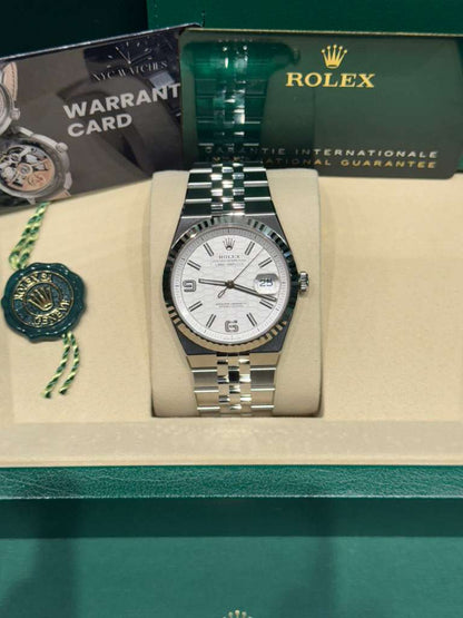 Rolex Land-Dweller - 40 MM - Stainless Steel and White Gold - Honeycomb Motif White Dial - Fluted Bezel - Jubilee Bracelet - 127334-0001
