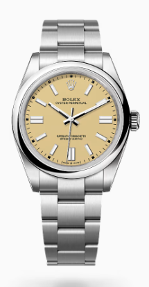 Rolex Oyster Perpetual - Stainless Steel - 41 MM - Oyster Bracelet - Beige Dial - Domed Bezel - 134300-0007