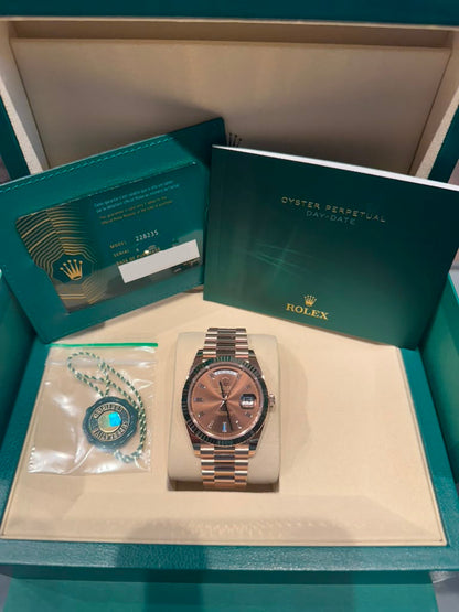 Rolex Presidential Everose Gold Day-Date 40MM - President Bracelet Watch - Chocolate Baguette Dial - 228235-0003