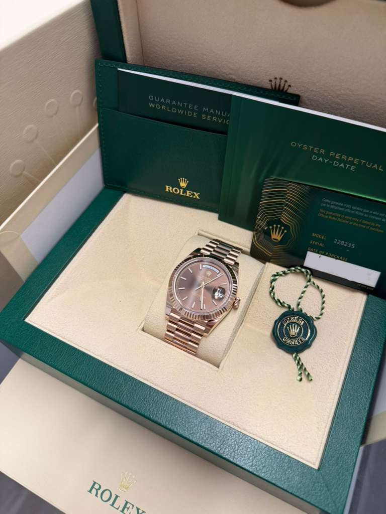 Rolex Presidential Everose Gold Day-Date 40MM - President Bracelet Watch - Chocolate Index Dial - 228235-0053