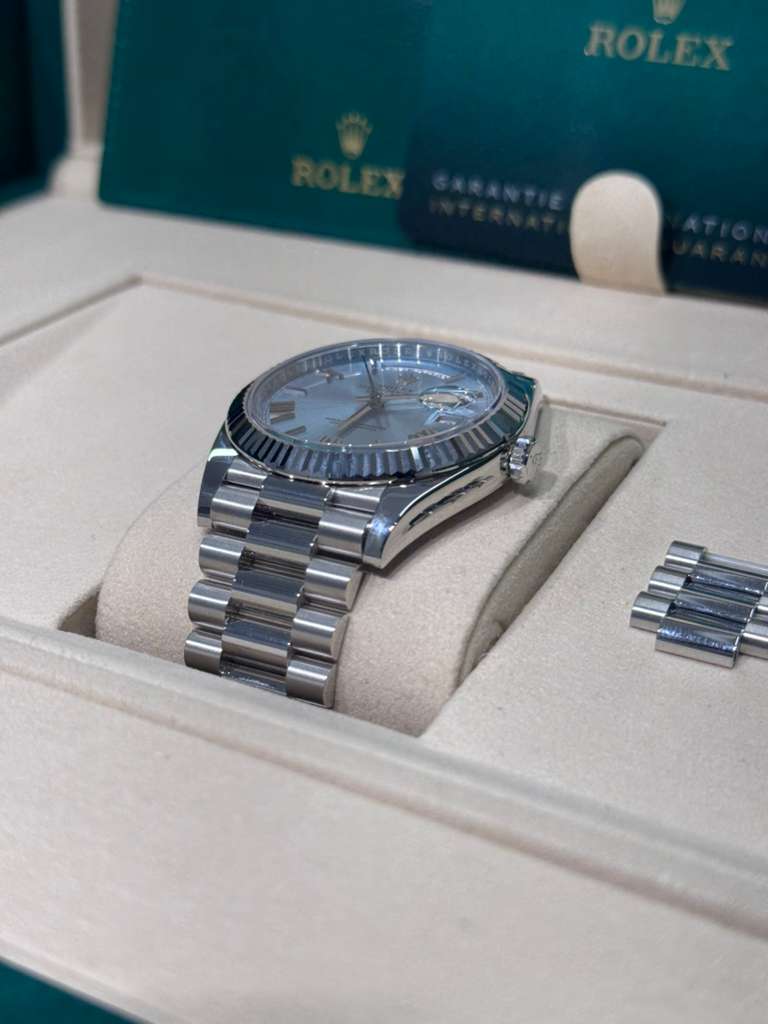 Rolex Presidential Platinum Day-Date 40MM - President Bracelet Watch - Ice Blue Roman Dial - 228236 ibrp