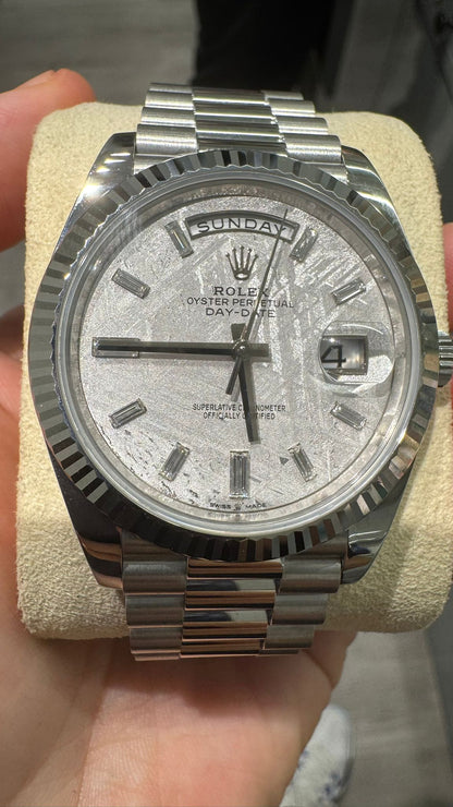 Rolex Presidential Platinum Day-Date 40MM - President Bracelet Watch - Meteorite Baguette Dial - 228236-0011