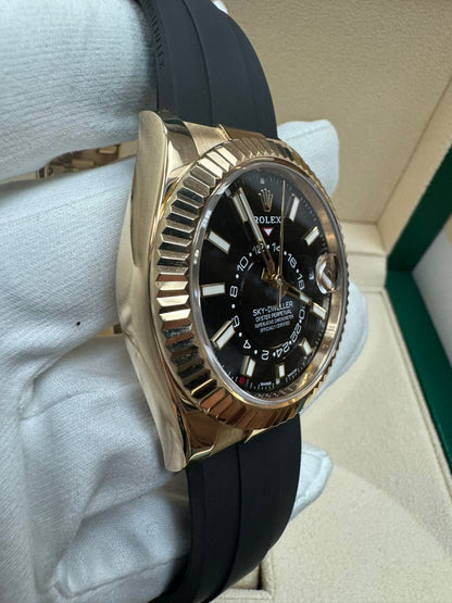 Rolex Yellow Gold Sky Dweller Watch - 42 MM - Oysterflex Strap - Black Dial -  326238-0009