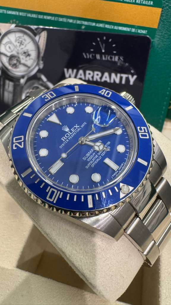 Rolex Smurf White Gold Submariner Watch 40MM - Oyster Bracelet - Blue Dial - 116619LB