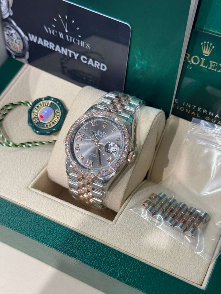 Rolex Stainless Steel And Pink Gold Datejust - 36 MM - Jubilee Bracelet - Diamond Bezel - Dark Rhodium Roman Dial - 126281RBR dkrdr69j
