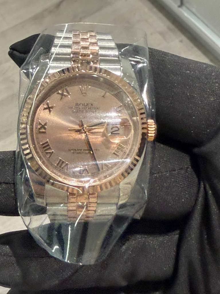 Rolex Stainless Steel And Pink Gold Datejust - 36 MM - Jubilee Bracelet - Fluted Bezel - Pink Roman Dial - 116231-0089
